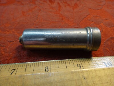 Vintage Little Gem 1891 Patent USA Metal Dime $5 Tube Bank Holder - Free S&H USA