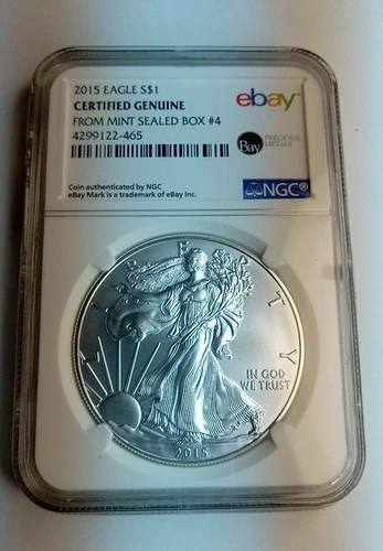 2015 American Eagle 1 oz Silver Dollar .999 NGC Genuine Mint From Sealed Box #4 