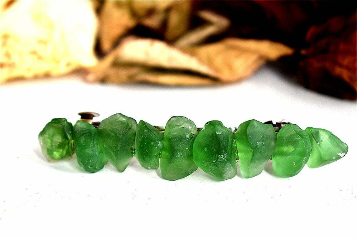 Sea Glass Barrette Green Hair Pin Clip Barettes Hair Barretts Accessories Raw