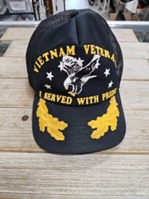 Vintage Korean Veteran Hat Cap Snapback Black Trucker Eagle USA Made Adjustable