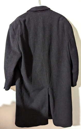 Weatherproof Garment Co Black Cashmere Blend Single Breasted Overcoat 40R Italy - Picture 6 of 11
