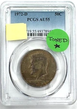 1972 Denver Mint PCGS AU55 "TONED" 50¢ Kennedy Half Dollar 🤩