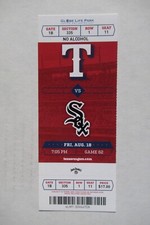 RANGERS VS WHITE SOX 8/18/2017 FULL TICKET ~ DELMONICO (2 HRs W/ INSIDE-PARK HR)