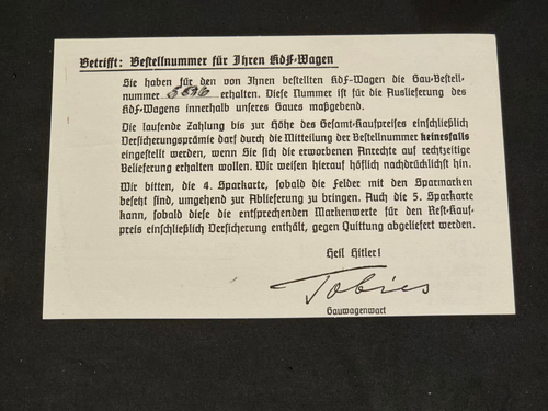 THIRD REICH VW VOLKSWAGEN NAZI German postcard KDF DAF DEUTSCHE ARBEITSFRONT - Picture 2 of 2