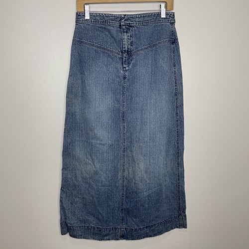 Banana Republic Denim Skirt 100 Cotton Full Length Maxi Zipper Size 8