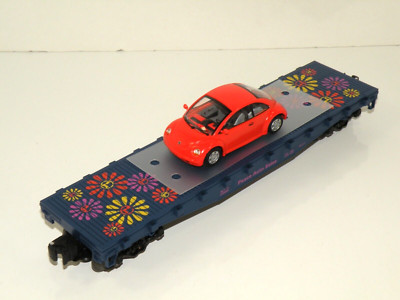 Lionel 6-19444 Flower Power Flatcar w/ Orange Volkswagen Bug C10 1998