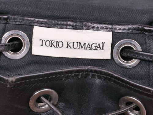 Mochila Bolso Cartera De Colección Tokio Kumagai Cuero Negro con Cordón - Imagen 9 de 9