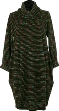 NEW ITALIAN KHAKI COWL NECK KNITTED TULIP JUMPER DRESS ONE SIZE PLUS 14 TO 22