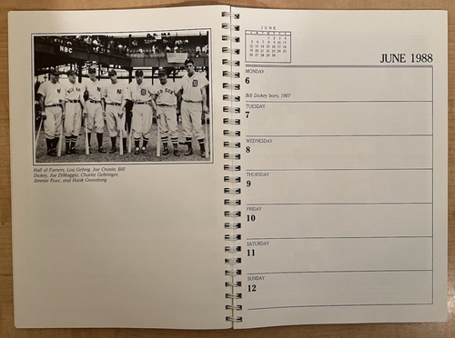 1988 Macmillan Baseball Engagement Spiral Weekly Calendar Ruth/Mantle/Mays - Picture 14 of 24