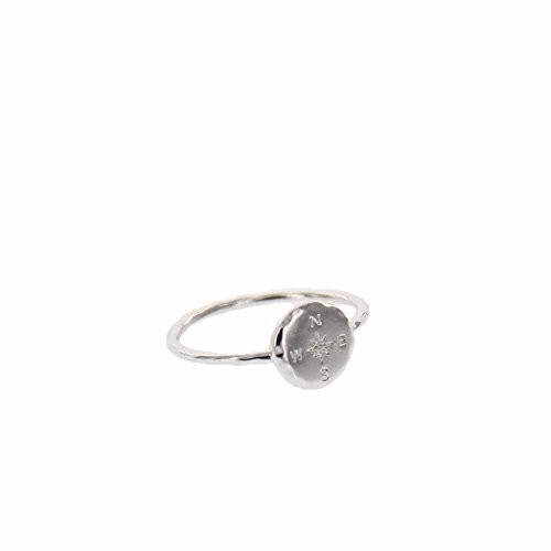 Pura Vida Silver Coated Compass Ring Metal Brass Base Sterling Size