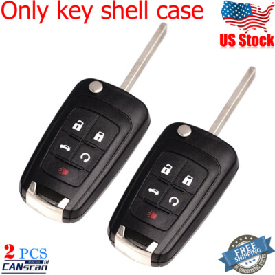 2 for Chevy Camaro Cruze Equinox Impala Malibu SS Remote Flip Key Fob Shell Case