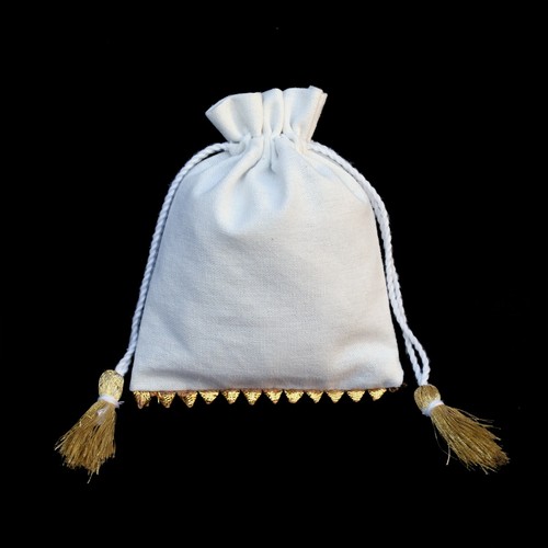 200 PCS Drawstring Jewelry Pouch White Cotton Small Designer Favor Bags Coin Bag - Picture 3 of 6