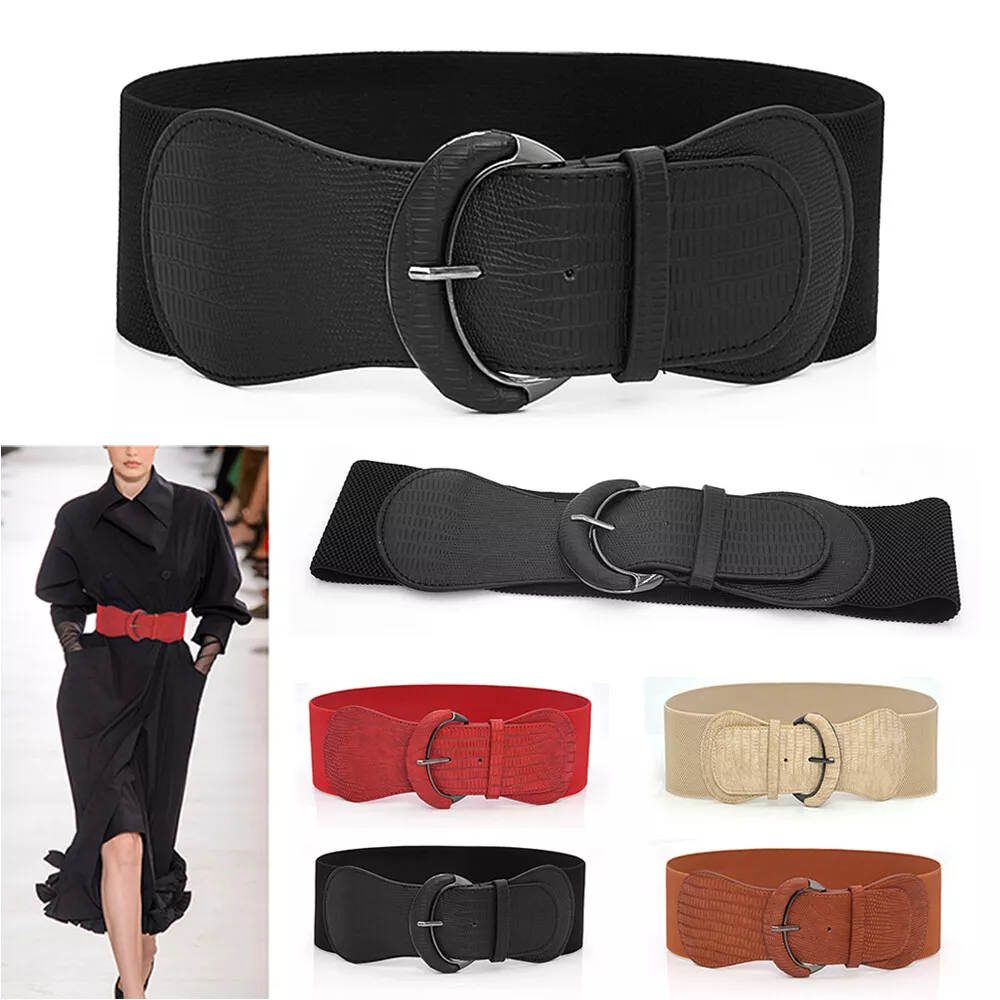 UK Wide Elastic Belt Ladies Cinch Waist Stretch Belt Ladies Faux