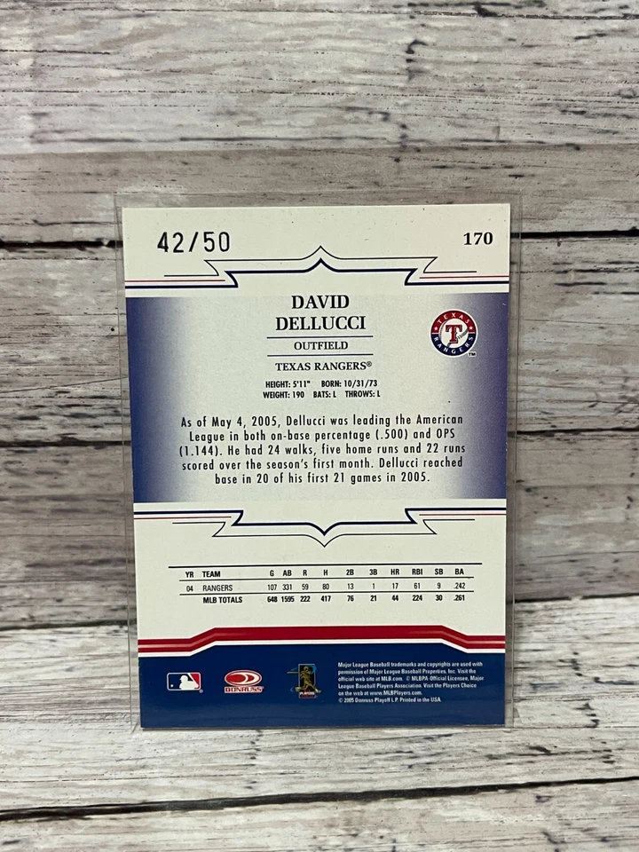 2005 Throwback Threads Signature Marks #170 David Dellucci   #'d/50 - Image 2 of 2