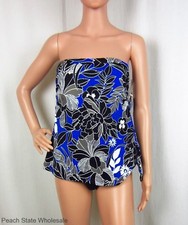 NWT Swim Solutions Maya One-Piece Swimsuit Tummy Control Side-Tie Floral Sz 8-16