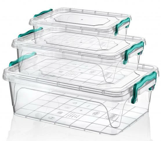 AUFBEWAHRUNGSBOX TRANSPARENT BOX KUNSTSTOFFBOX KLAPPBOX PLASTIKBOX 1-30l - Bild 2 von 4