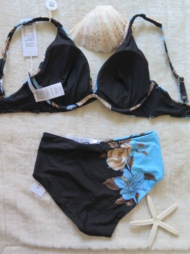 Seafolly 10DD Garden Party U/W Fixed Tri & 10 Garden Party High Waist Pant Black - Picture 2 of 18