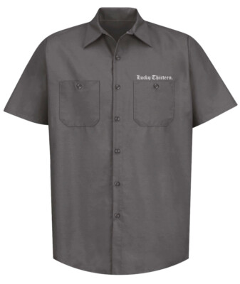 Authentic LUCKY 13 Winged Skully Work Shirt Charcoal S-4XL NEW