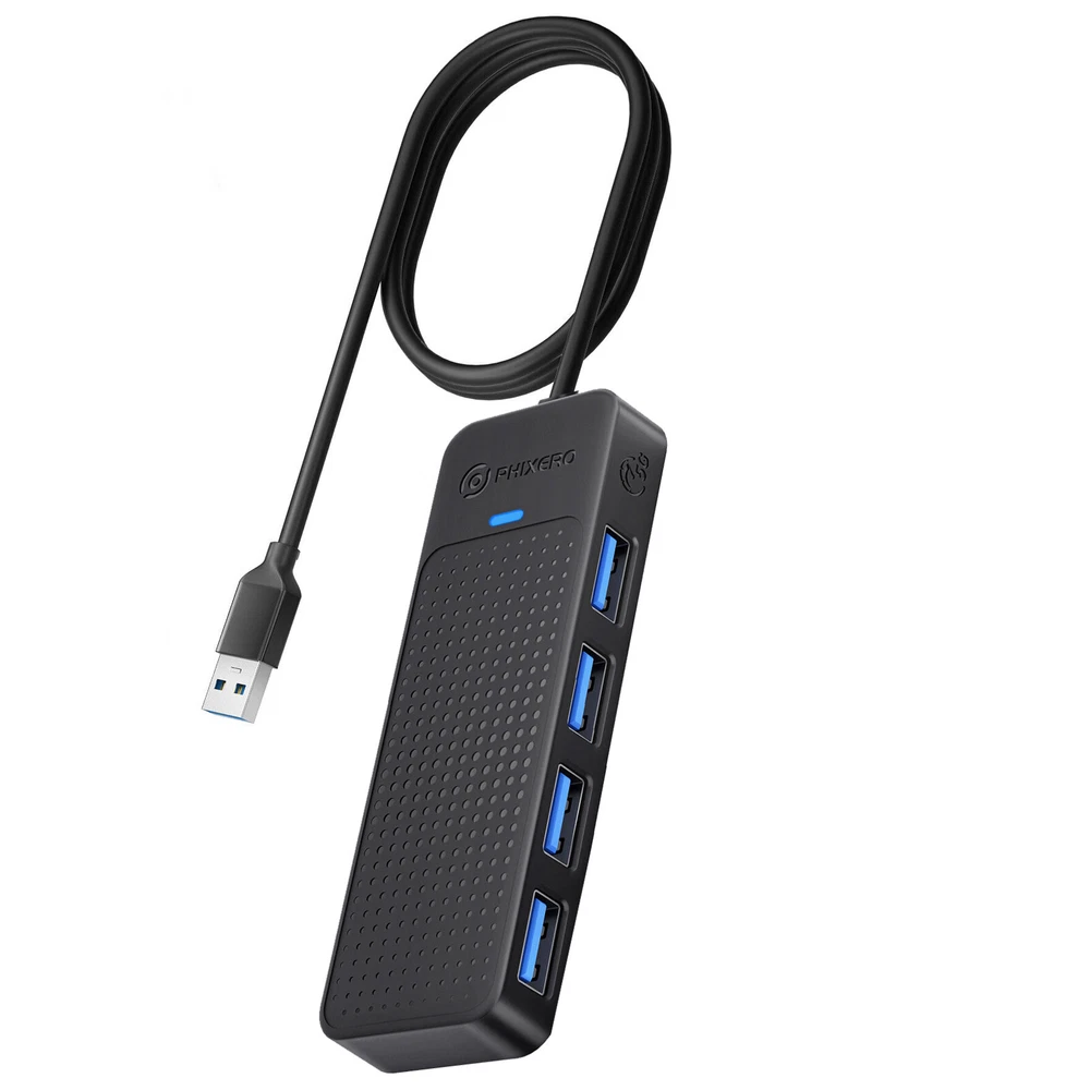 4-Port USB 3.0 Hub with 5Gbps Speed & 0.5ft/3.3ft Cable