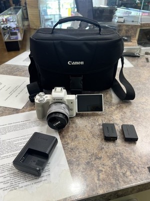 CANON EOS M50 (WHITE)  W/ 15-45 MM LENS