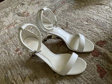 Alexander McQueen Arc Ankle Strap White Leather Sandals 38/8 Authentic