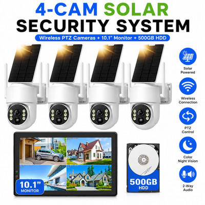 CAMCAMP Wireless Home Security System 2K Solar Powered Outdoor Camera 500GB HDD
