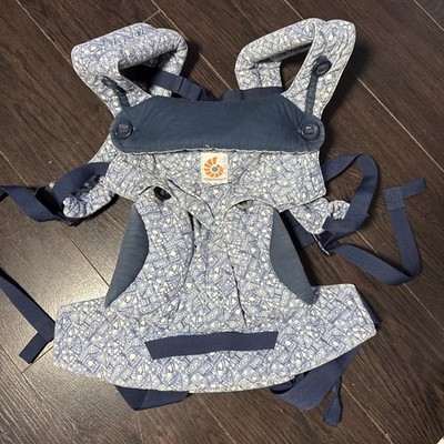 Ergo Baby Four Position 360 Carrier Blue Geometric Graphic With Hood