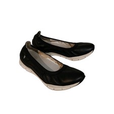 Geox Size 7 Leather Breathable Elastic Band Slip on Ballet Flat Sneaker Black