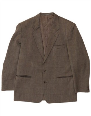 Borsalino Herren 2 Knopf Blazer Sakko IT 54 2XL Grau Kariert Wolle DX11