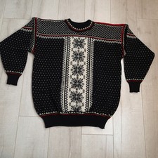 VOSS Fair Isle nordic Wool Sweater Snowflake Multi Pullover Norway Unisex sz L