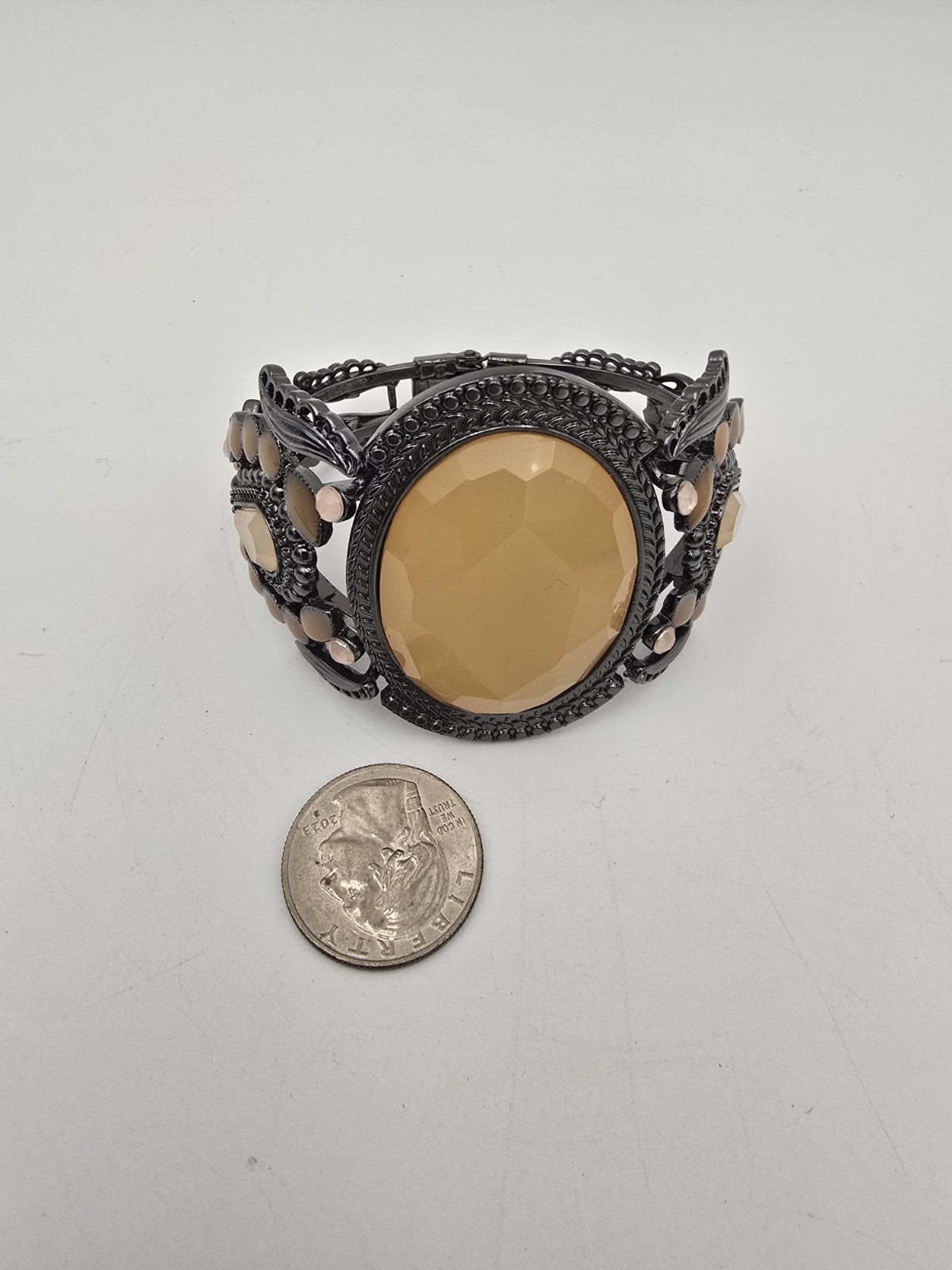 ​Statement Cuff Hinged Bracelet  Large Champagne … - image 8