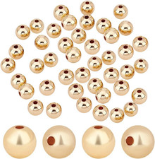 8Mm 14K Gold Plated Beads 60Pcs Smooth Beads Long-Lasting round Spacer Bead Gold