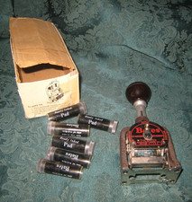 Vintage Bates Numbering Machine 6 Wheels Style Ink Stamp  6 Ink Pads - UNTESTED