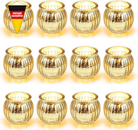 Hejo 12 StüCk KüRbis TeelichtgläSer, Teelichthalter Glas Gold KerzengläSer