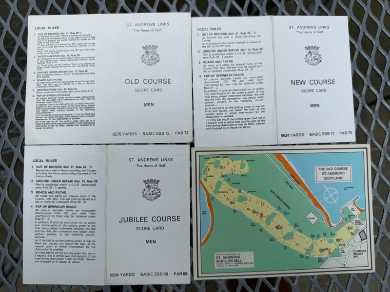 ST. ANDREWS, SCOTLAND, VINTAGE GOLF SCORECARDS-OLD, NEW, JUBILEE