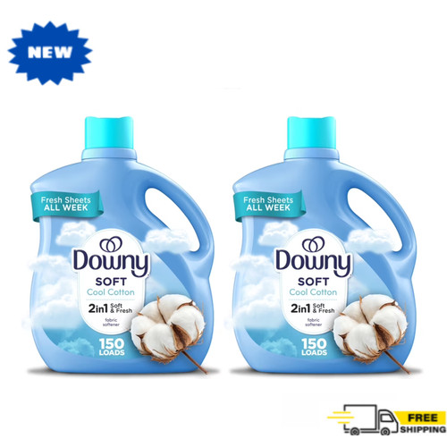 (2 Pack) Downy Liquid Fabric Softener, Cool Cotton Scent, 111 fl oz, 150 Loads