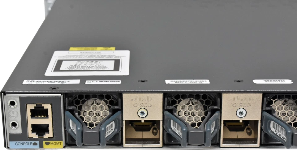 Cisco WS-C3650-48PD 48-Port RJ-45 PoE+ GE Switch 2x SFP2x SFP+ 2x PSU+Ears - Image 4 of 4