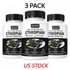 3 PACK Ethiopian Black Seed Oil Softgels 4.64 Thymoquinone Gluten-Free