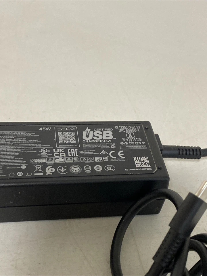 Cargador de computadora portátil HP 45W USB-C genuino adaptador de corriente alterna l42206-004 Foto 3 de 3