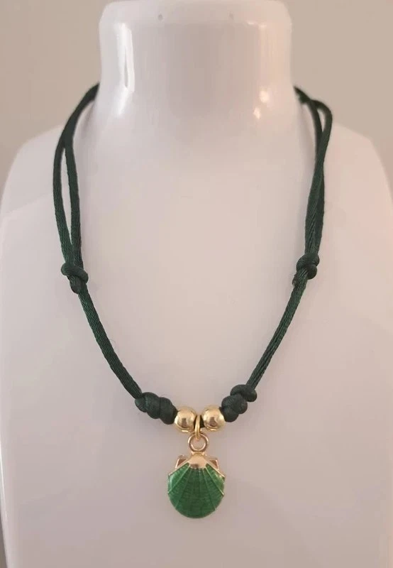 Collana girocollo choker verde conchiglia smalto verde donna ragazza - Immagine 4 di 4