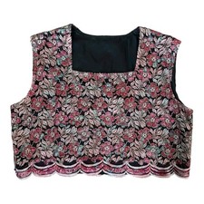 VTG Beaded Sequin Floral Crop Tank Top Festival Party Sleeveless Lined M