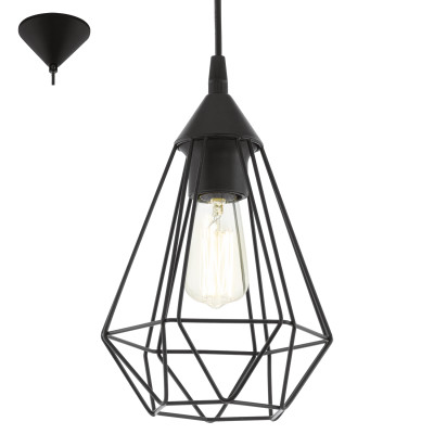 TARBES BLACK PENDANT LIGHT 1X E27/ 60W IP20 STEEL 94187