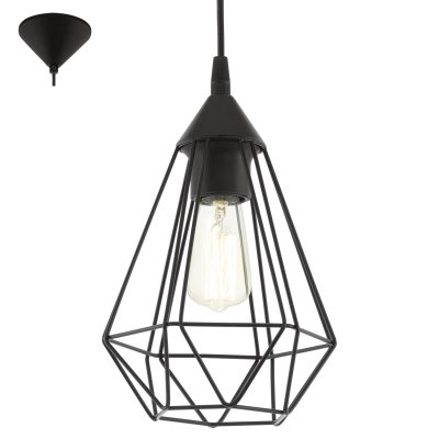 TARBES BLACK PENDANT LIGHT 1X E27/ 60W IP20 STEEL 94187