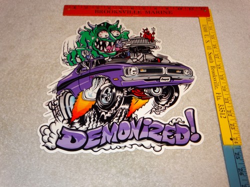 VINTAGE DODGE DEMON SPORTS CAR MONSTER MOPAR 12" METAL DEVIL, GASOLINE OIL SIGN!