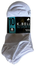 K Bell Womens No Show 10 Pairs Socks in White 5.5 to 10 Shoe Size