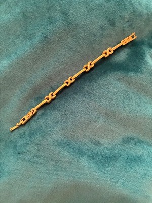 Vintage Gold Tone Infinity Loop & Bar Link Chain Bracelet  7 