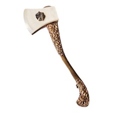 Carrie Nation Prohibition Brooch Victorian MOP Hatchet/Ax Pin Rhinestone Antique