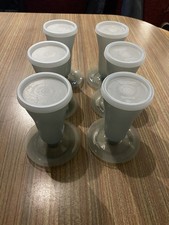 Vintage Tupperware Grey Plastic Sundae Parfait Dessert Glasses/ Pots Lidded x 6
