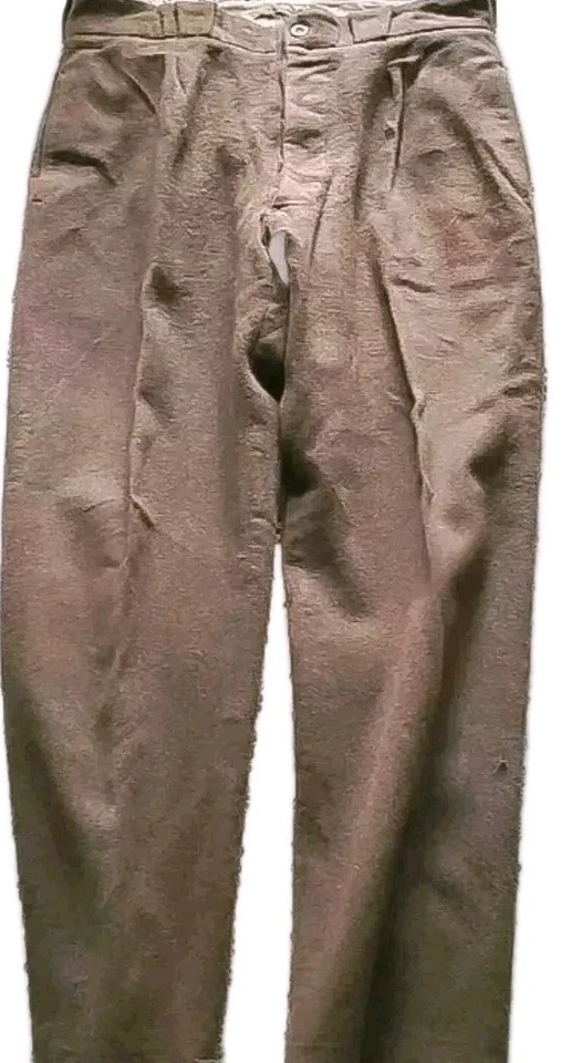 Pantalones militares de lana para hombre Olive Drab de la Segunda Guerra Mundial años 40 lienzos de algodón forro talla M Foto 2 de 4