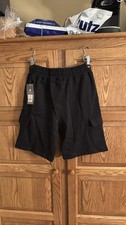 Boys Cargo Shorts Black 14/16 Elastic Waist Pockets